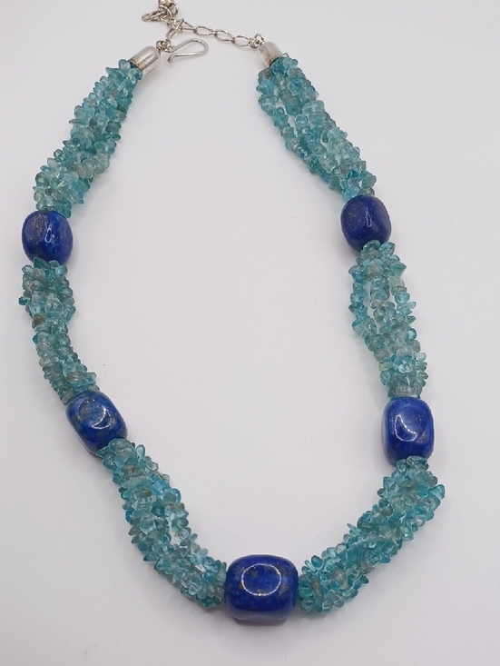 Jay King Jewelry - Jay King DRT 925 Blue Apatite Chip and Lapis Bead Necklace